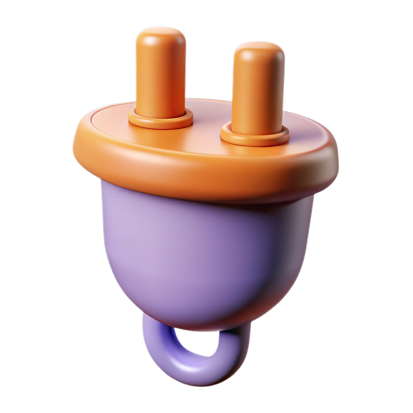 a purple and orange object on a white background