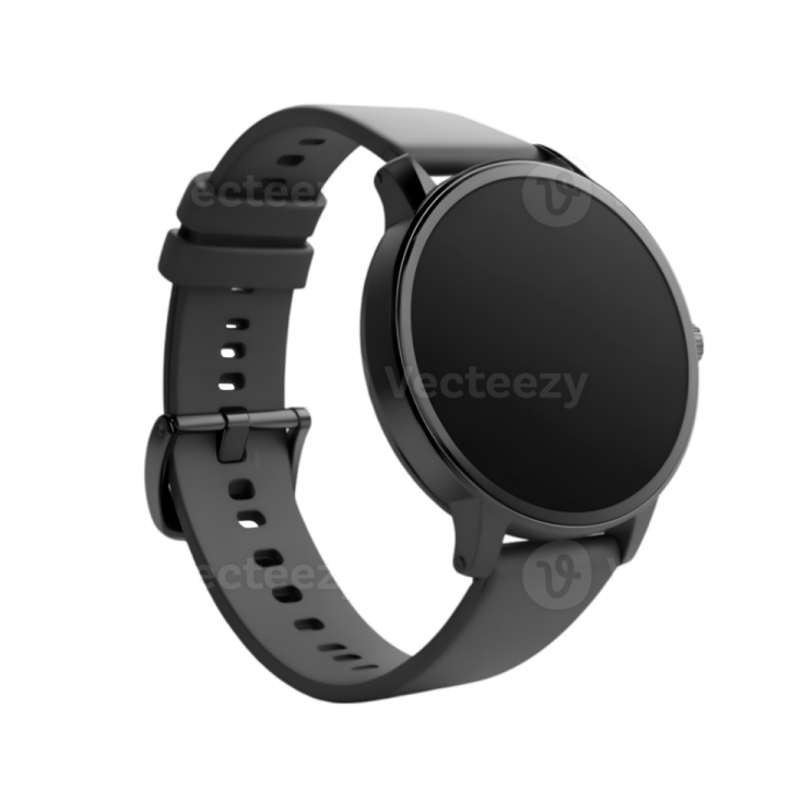 a black smart watch on a white background