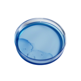 a close up view of a blue plastic container