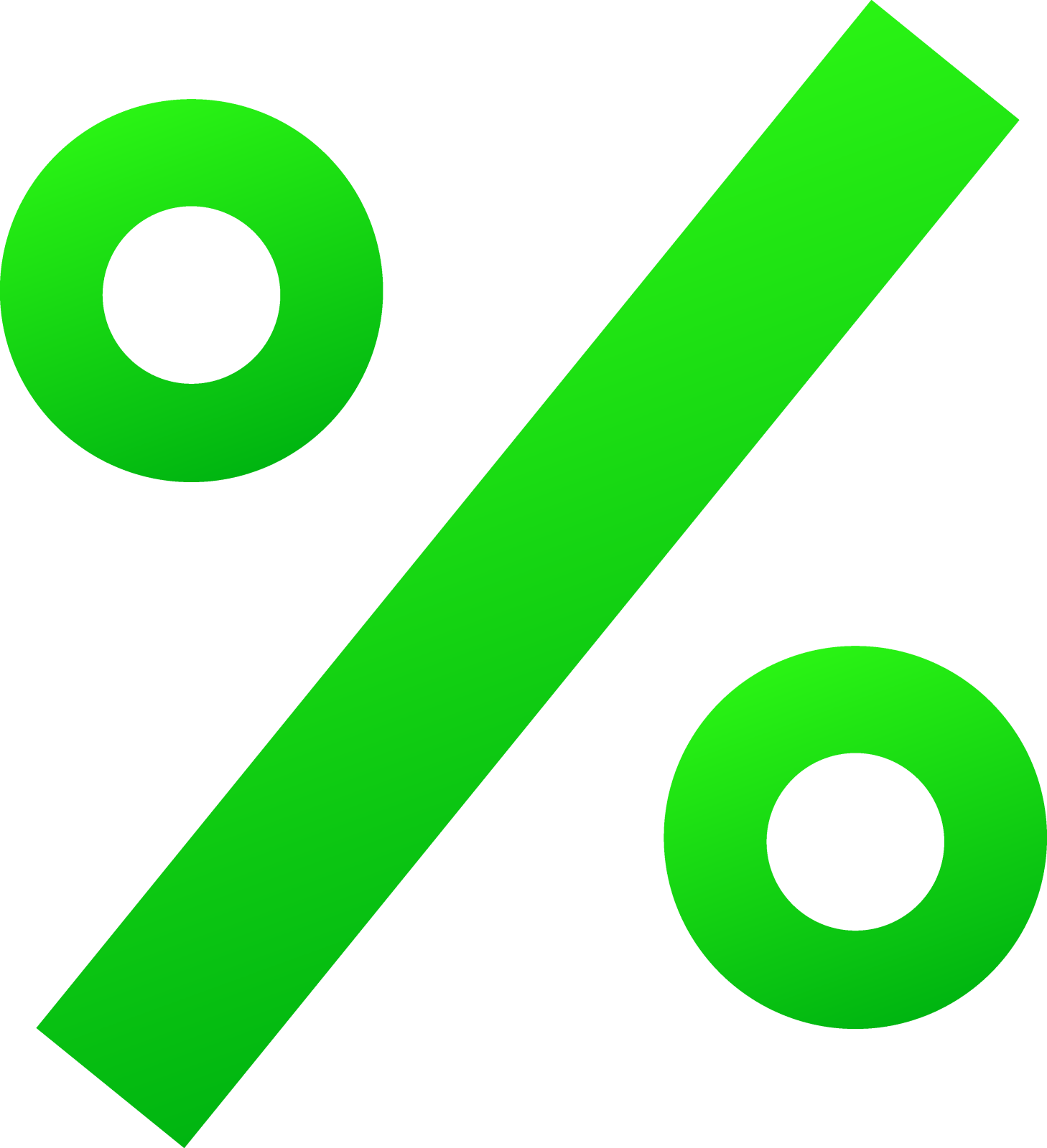 a green percentage symbol