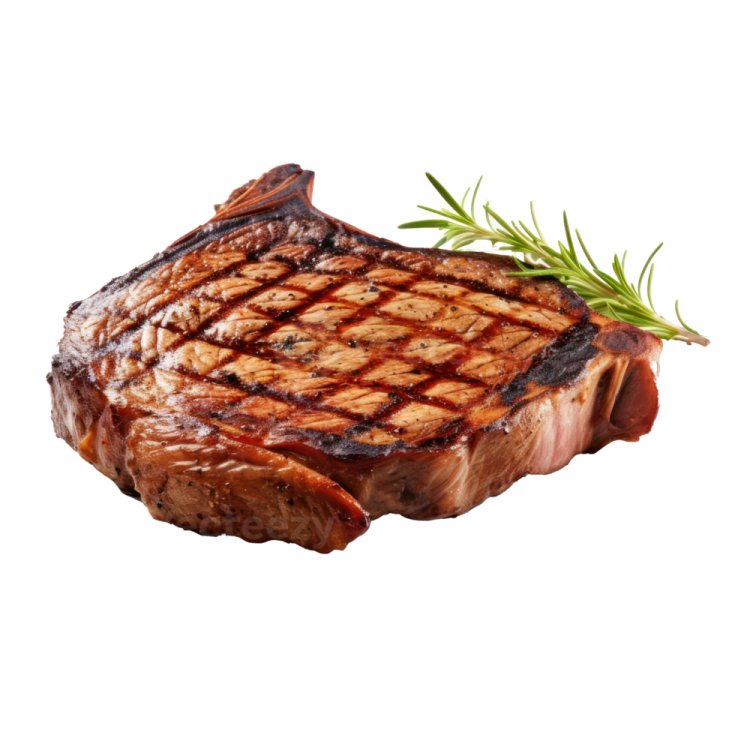 a piece of steak on a white background