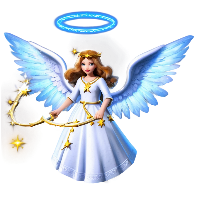 an angel with wings and a halo around her