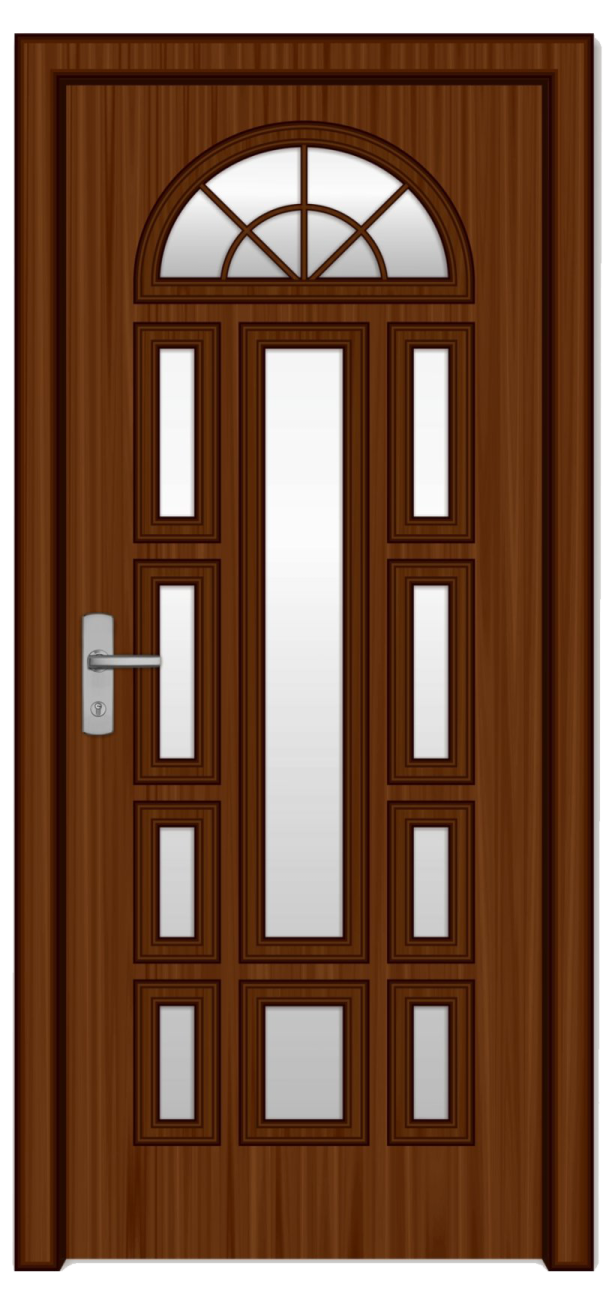 a wooden door on a white background