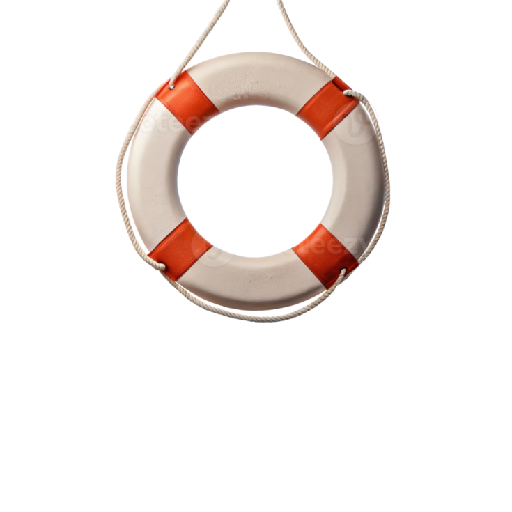 an orange and white life ring on a white background