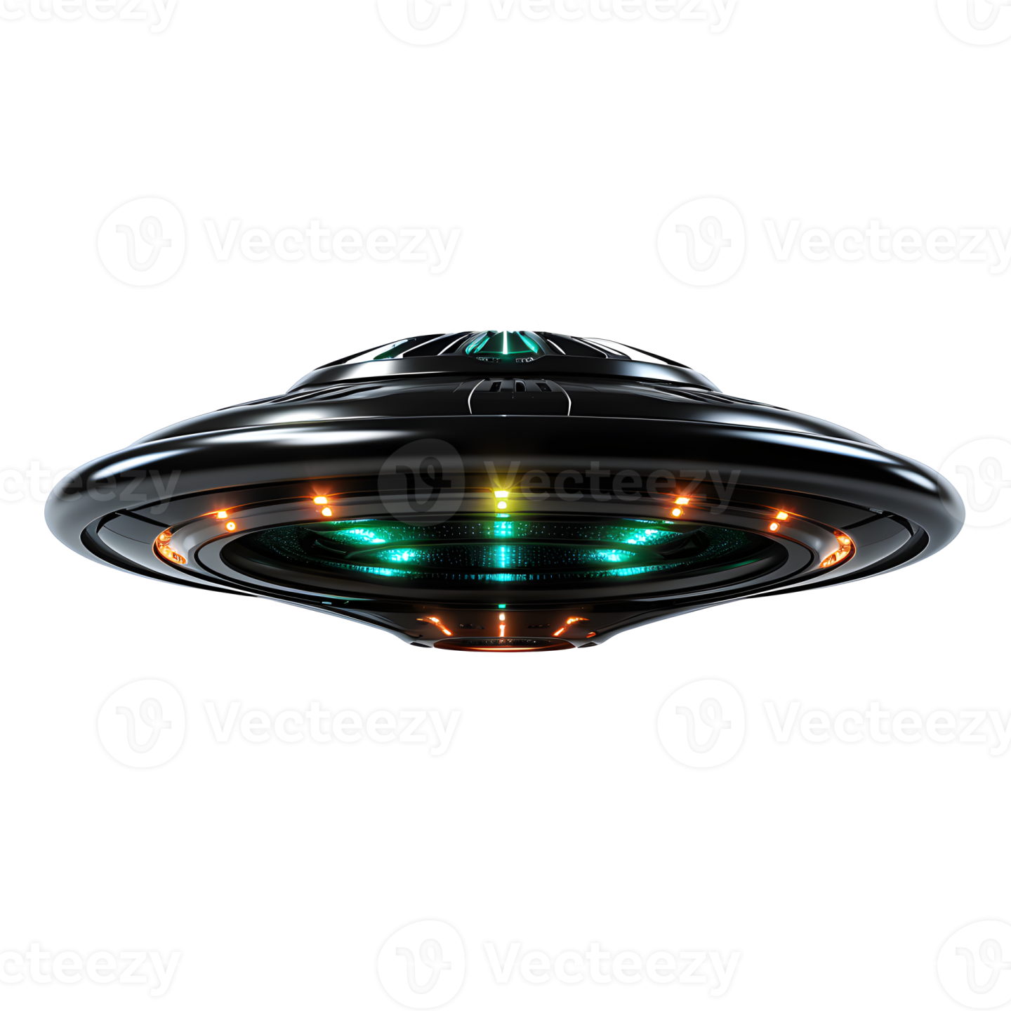 an alien spaceship flying over a white background
