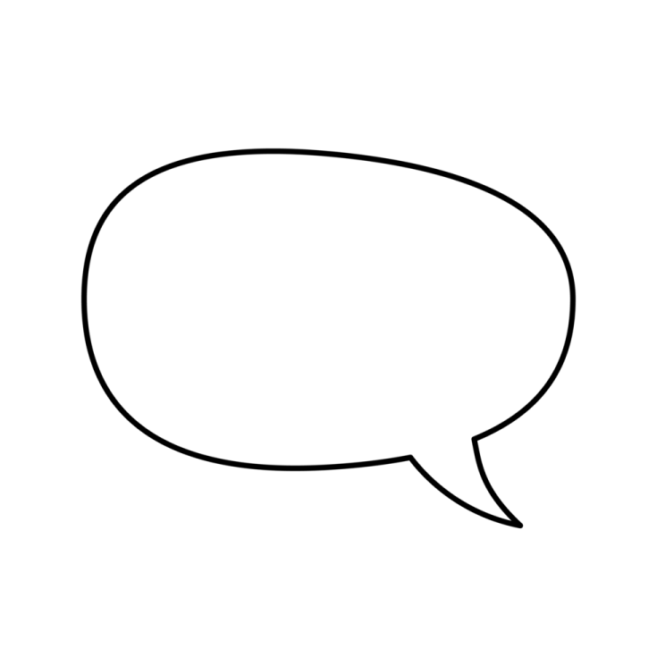 a black and white speech bubble