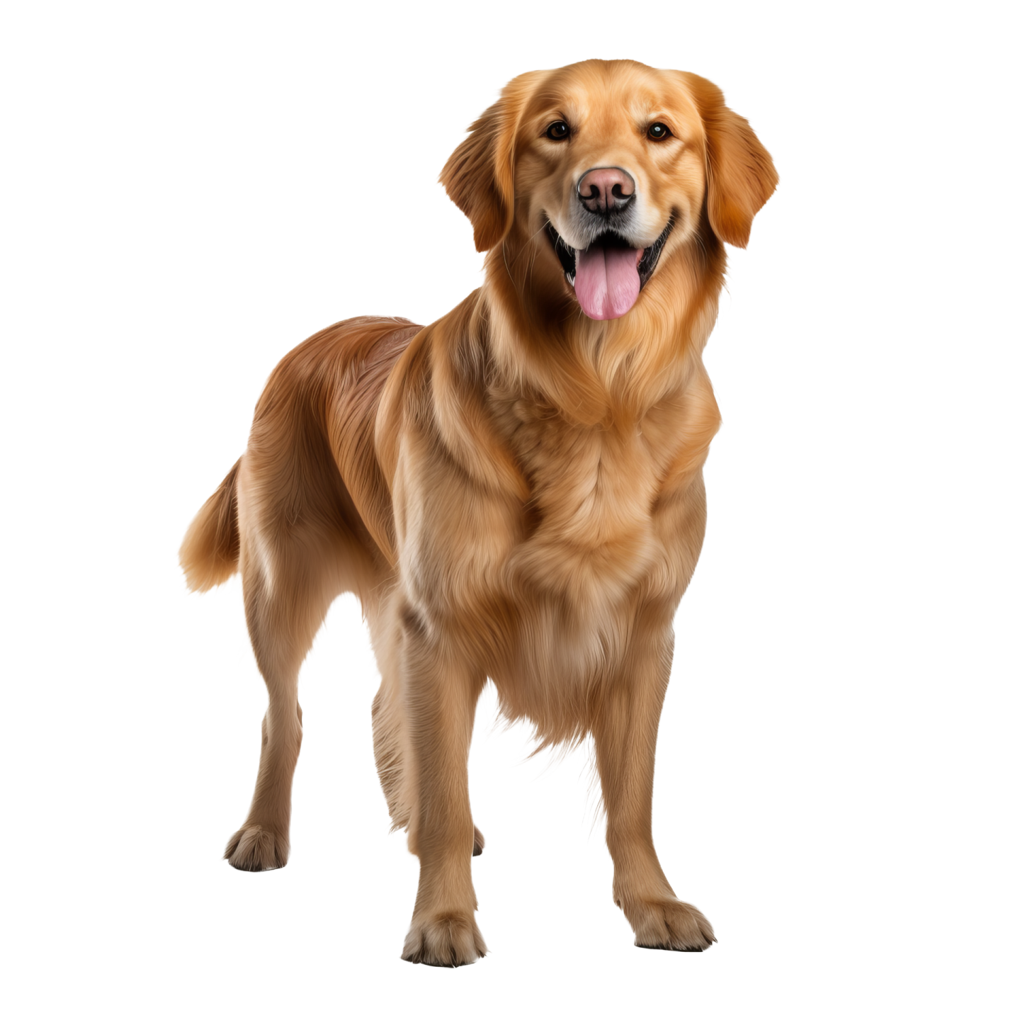 a golden retrieve dog standing on a white background