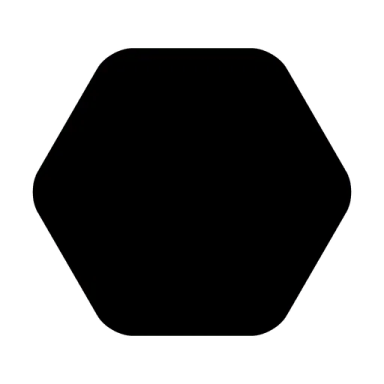 a black hexagon on a white background