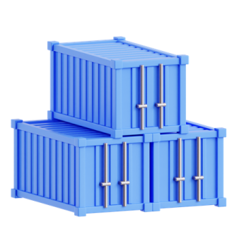 a stack of blue containers