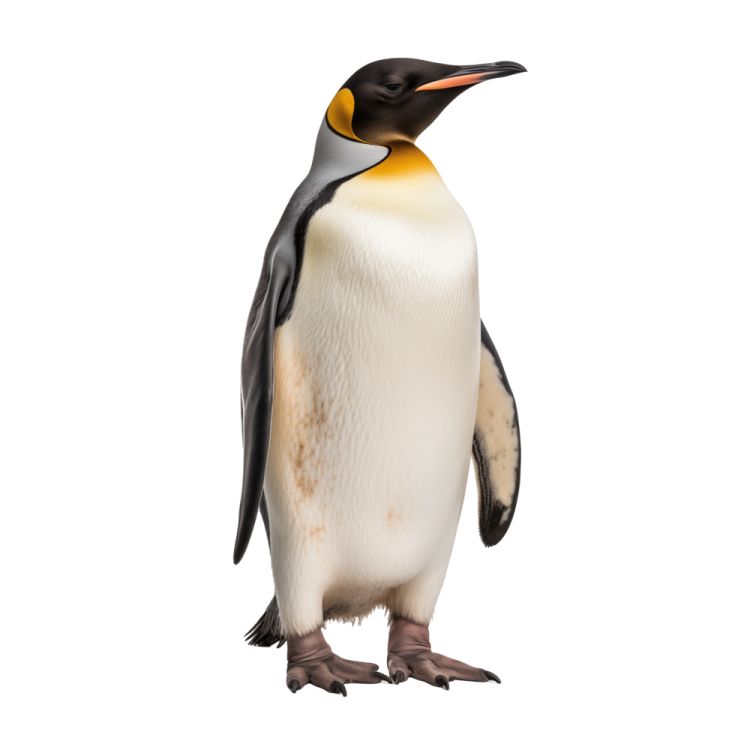a penguin standing in front of a white background