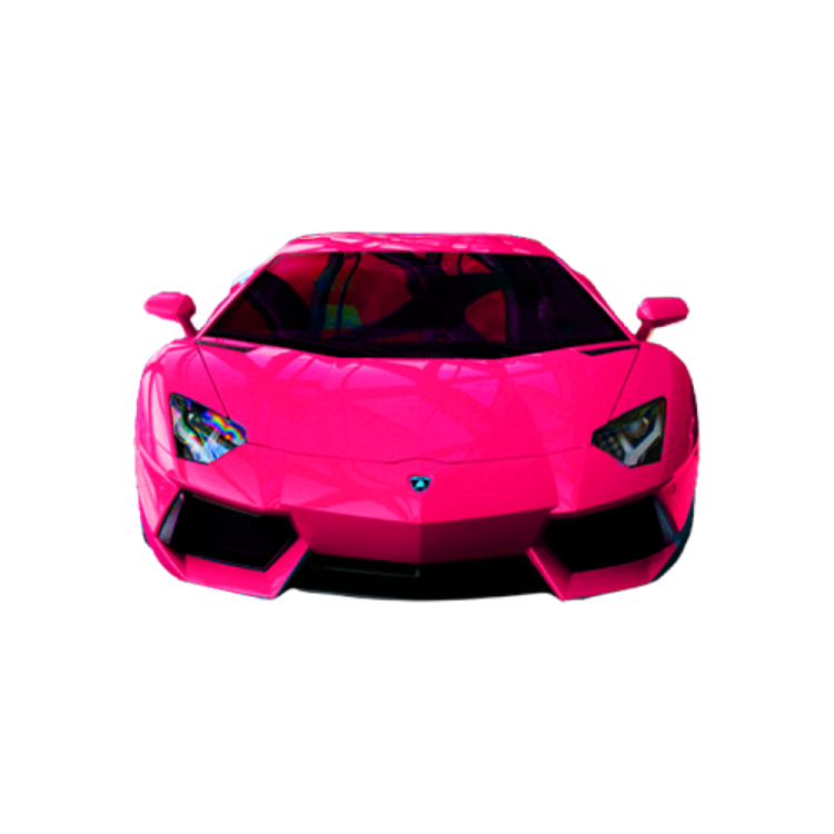 a pink lamb car on a white background