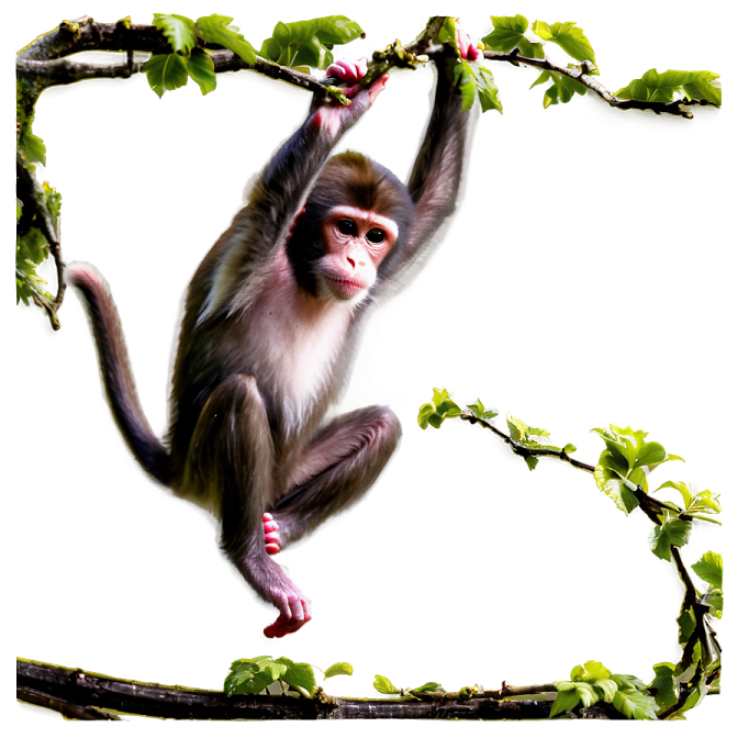 a monkey hanging on a branch of a tree