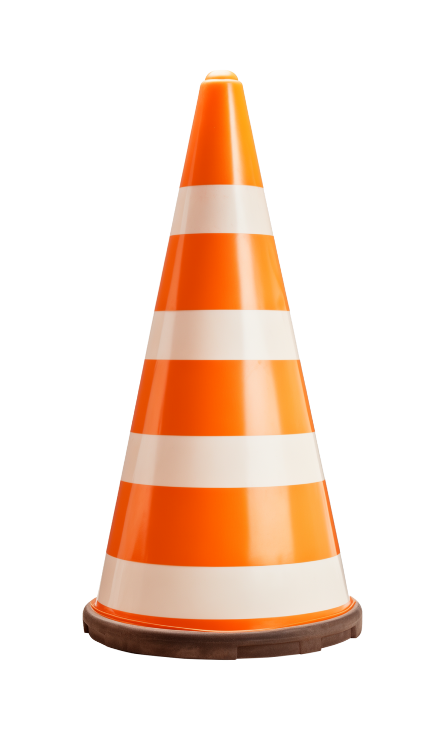 an orange and white traffic cone