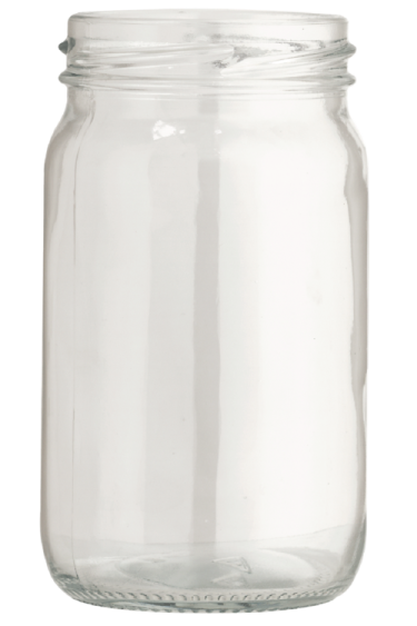 a glass jar with a white lid
