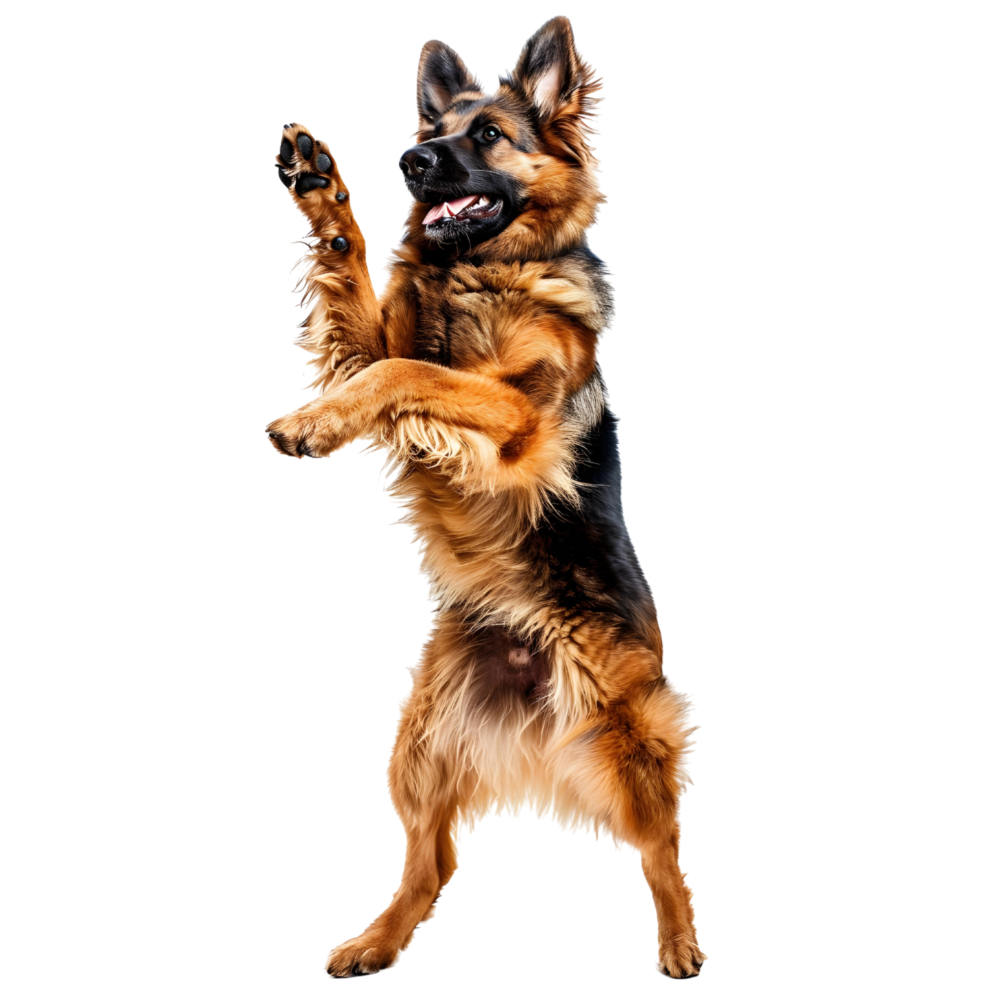 a dog jumping in the air to catch a ball