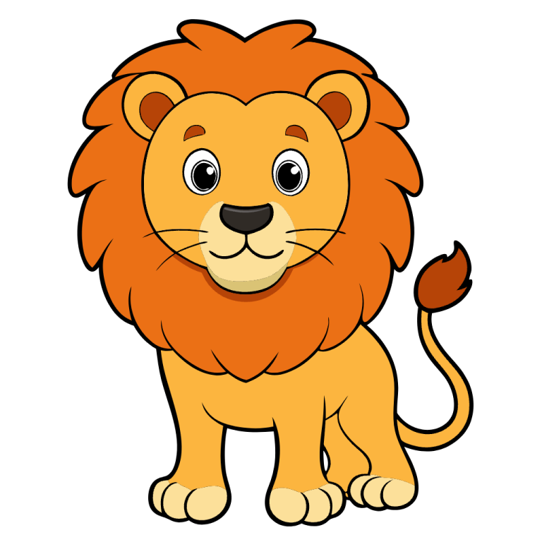 a cartoon illustration of a cute lion stock vector