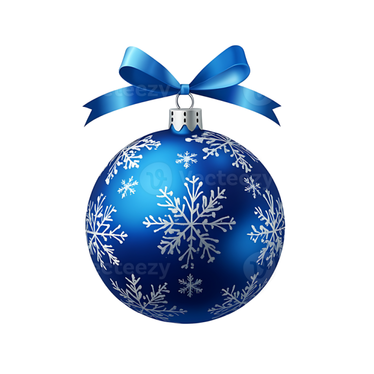 a blue christmas ball with snowflakes on it