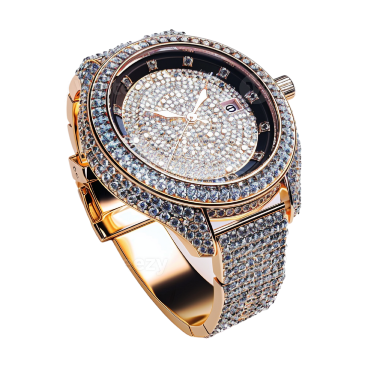a gold watch with diamonds on the face