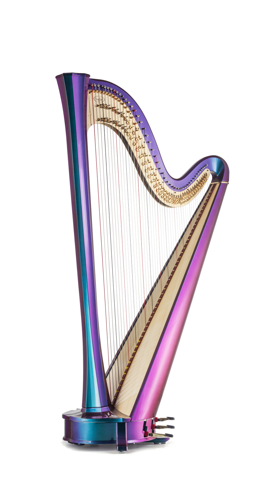a colorful harp on a white background