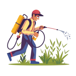 an illustration of a man spraying water from a hose
