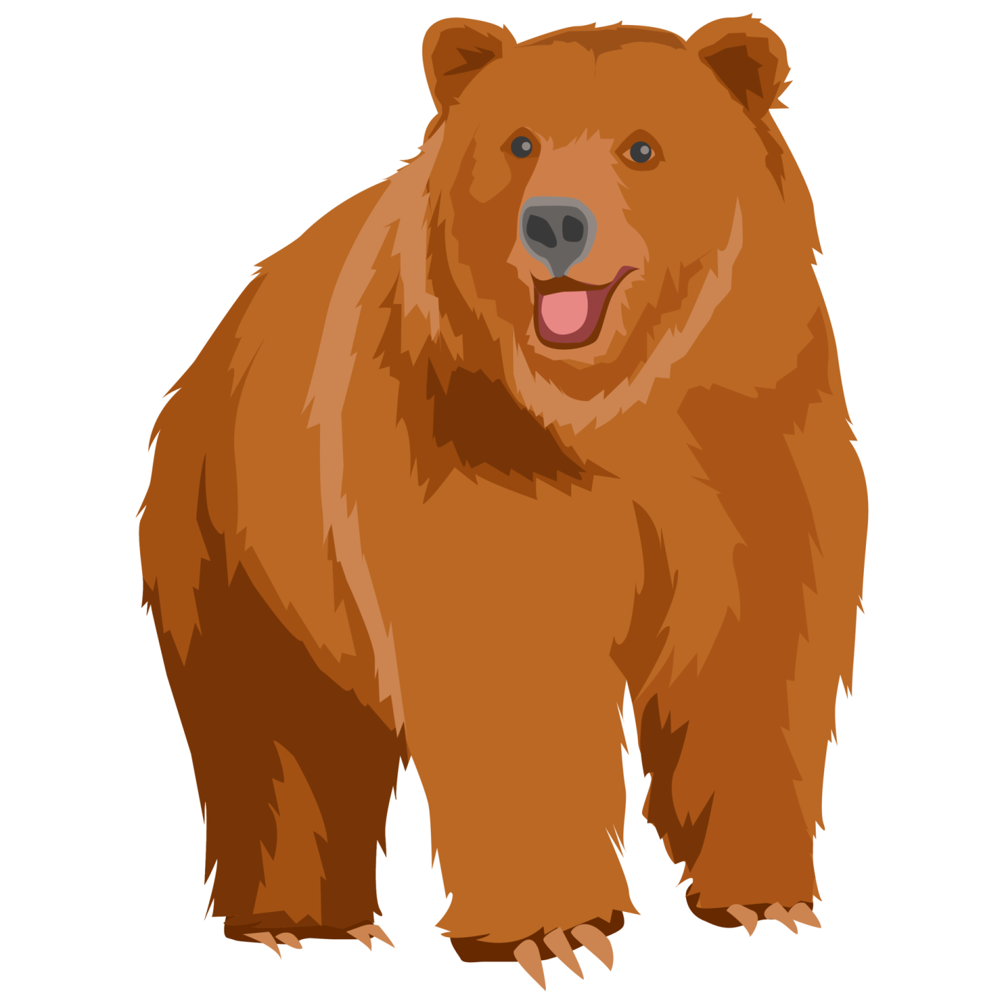 a brown bear standing with its tongue out