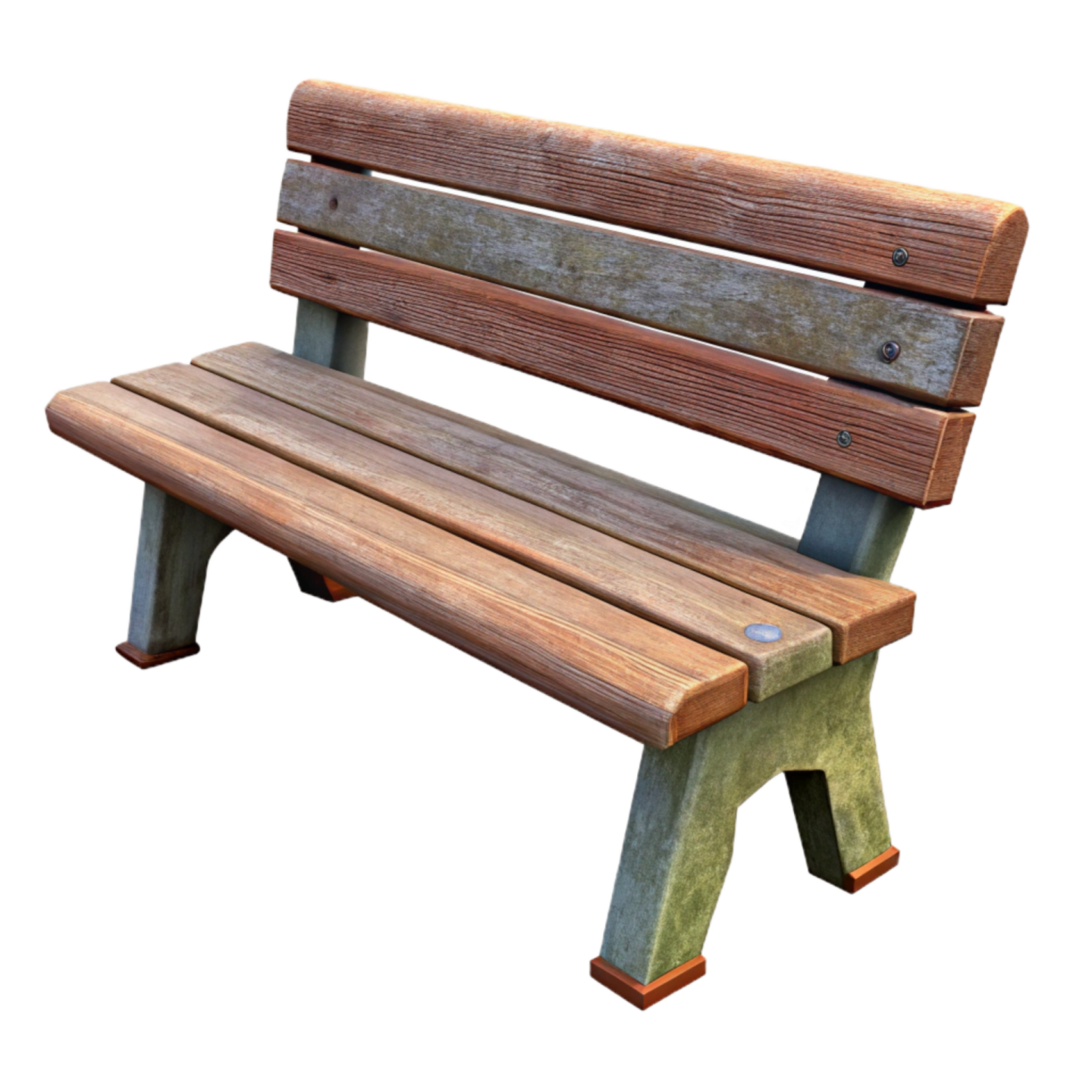 a wooden bench on a white background
