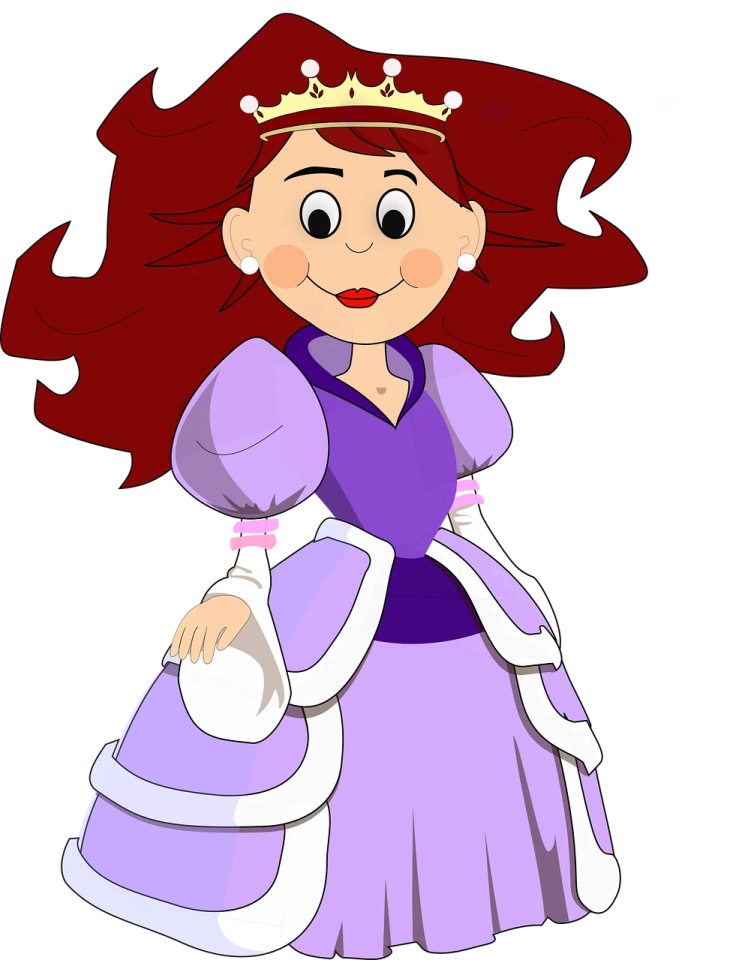 a little princess with red hair and purple dress
