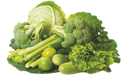 a pile of green vegetables on a white background