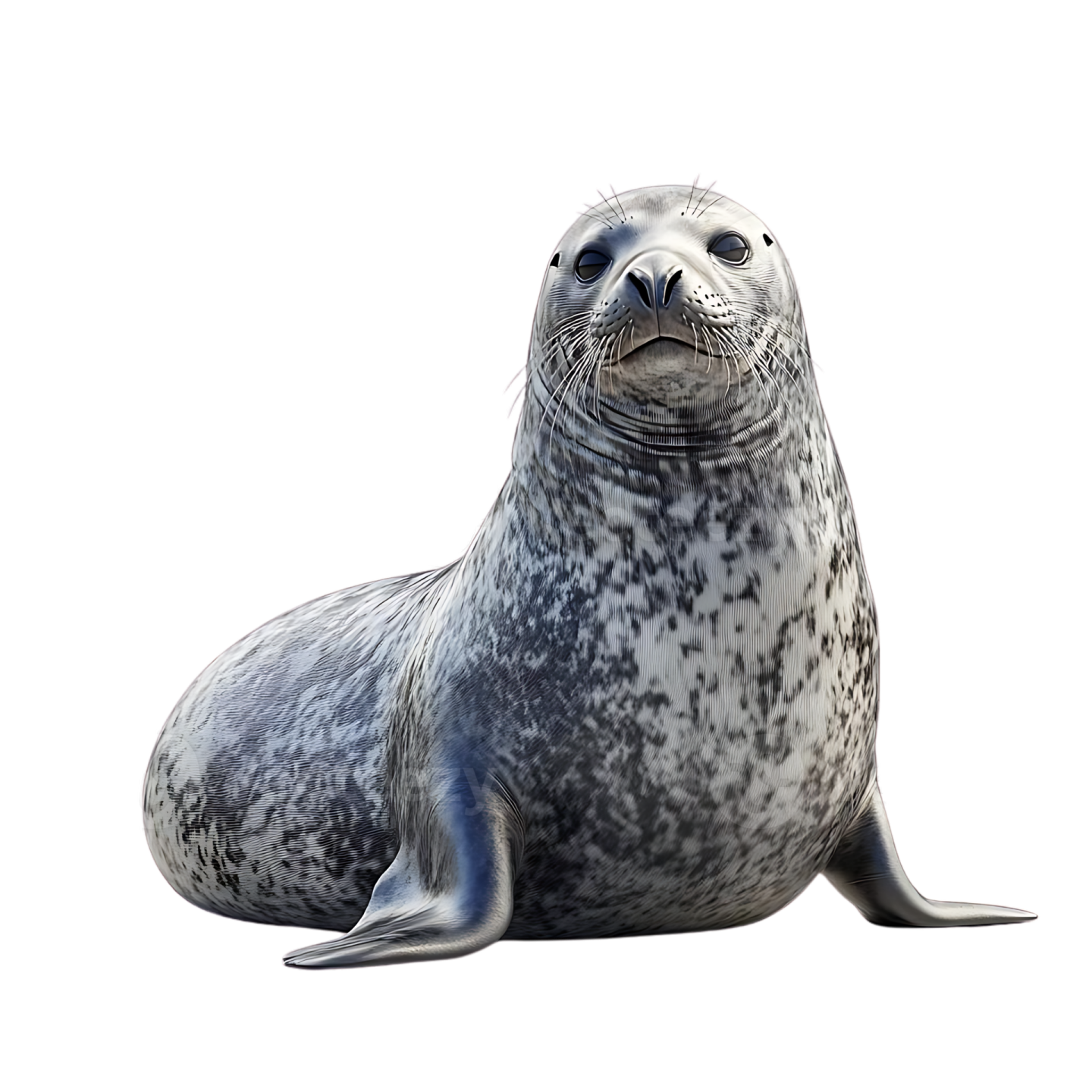 a grey seal on a white background