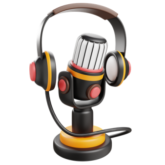 a microphone with headphones on it