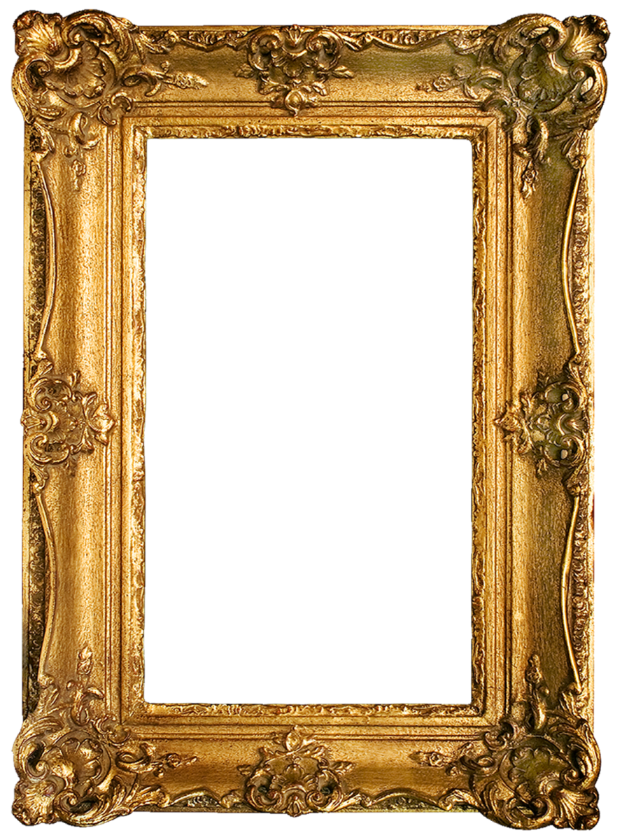 a gold frame on a white background