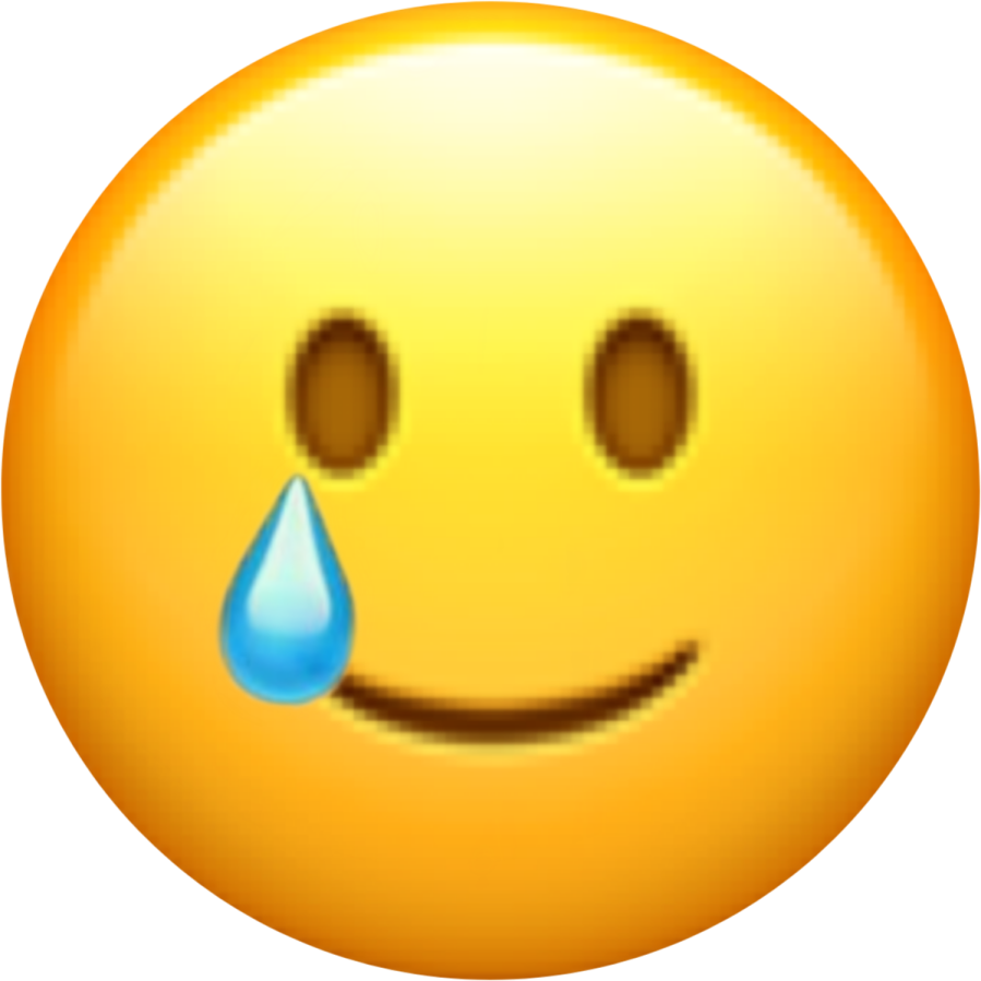 a yellow smiley face with tears on it
