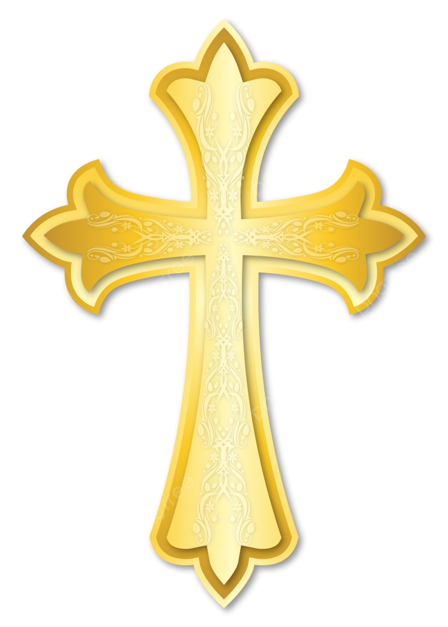 a golden cross on a white background