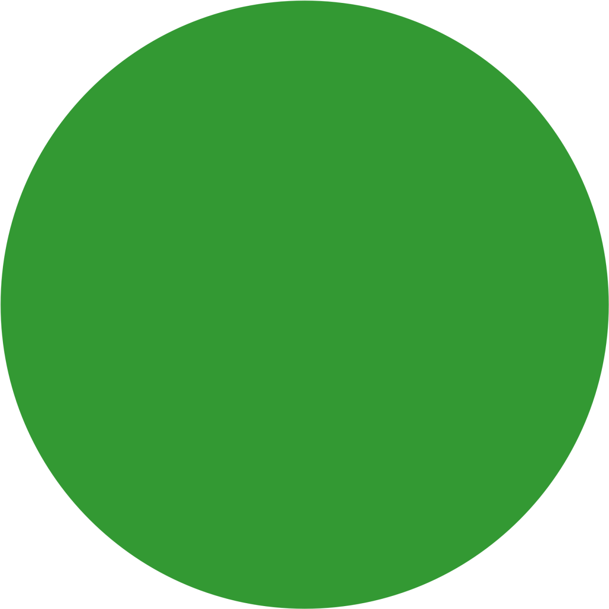 a green circle with a white background