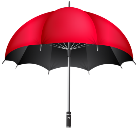 a red and black umbrella