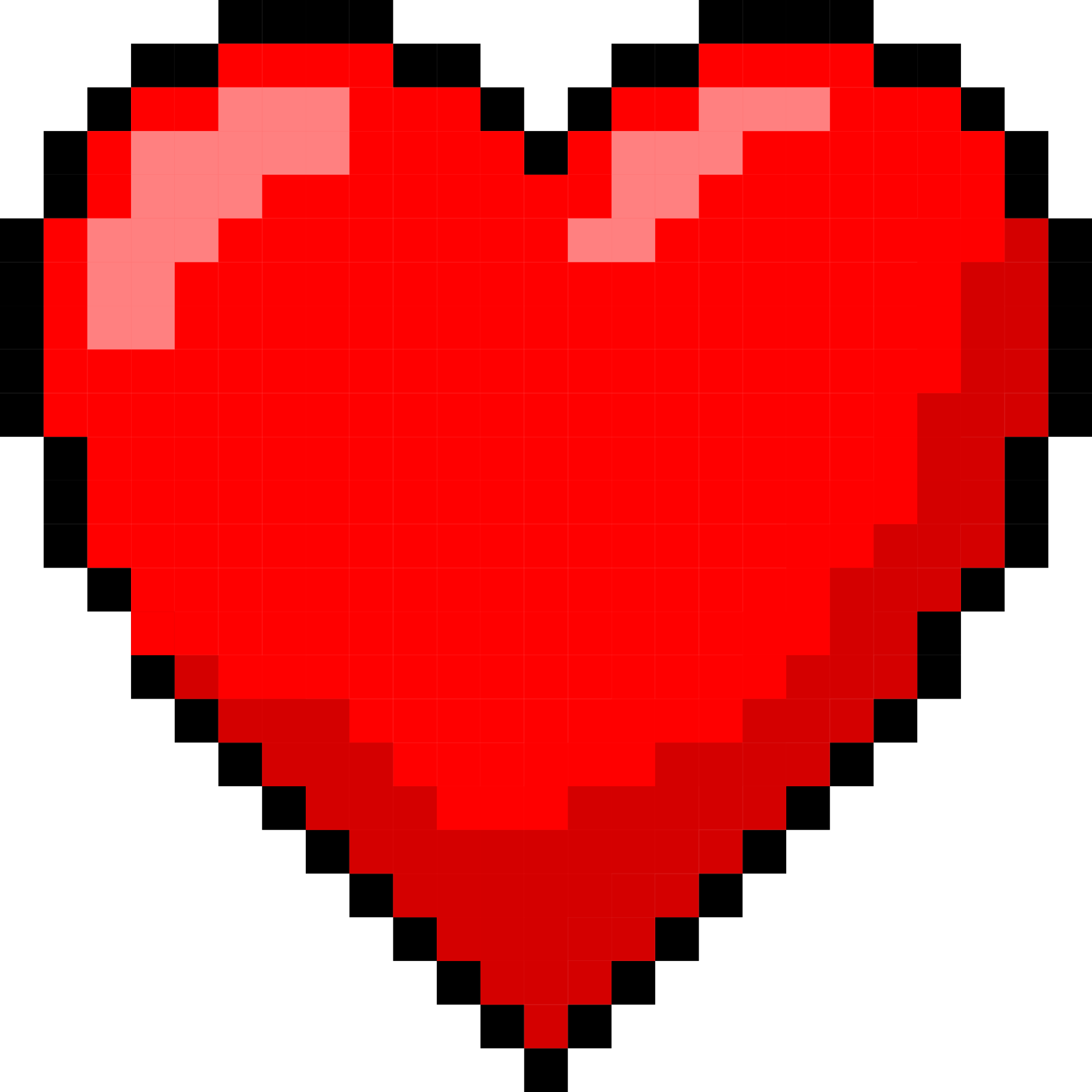 a pixeled red heart