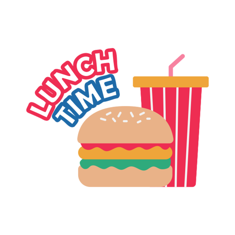 a hamburger and drink with the words burger time