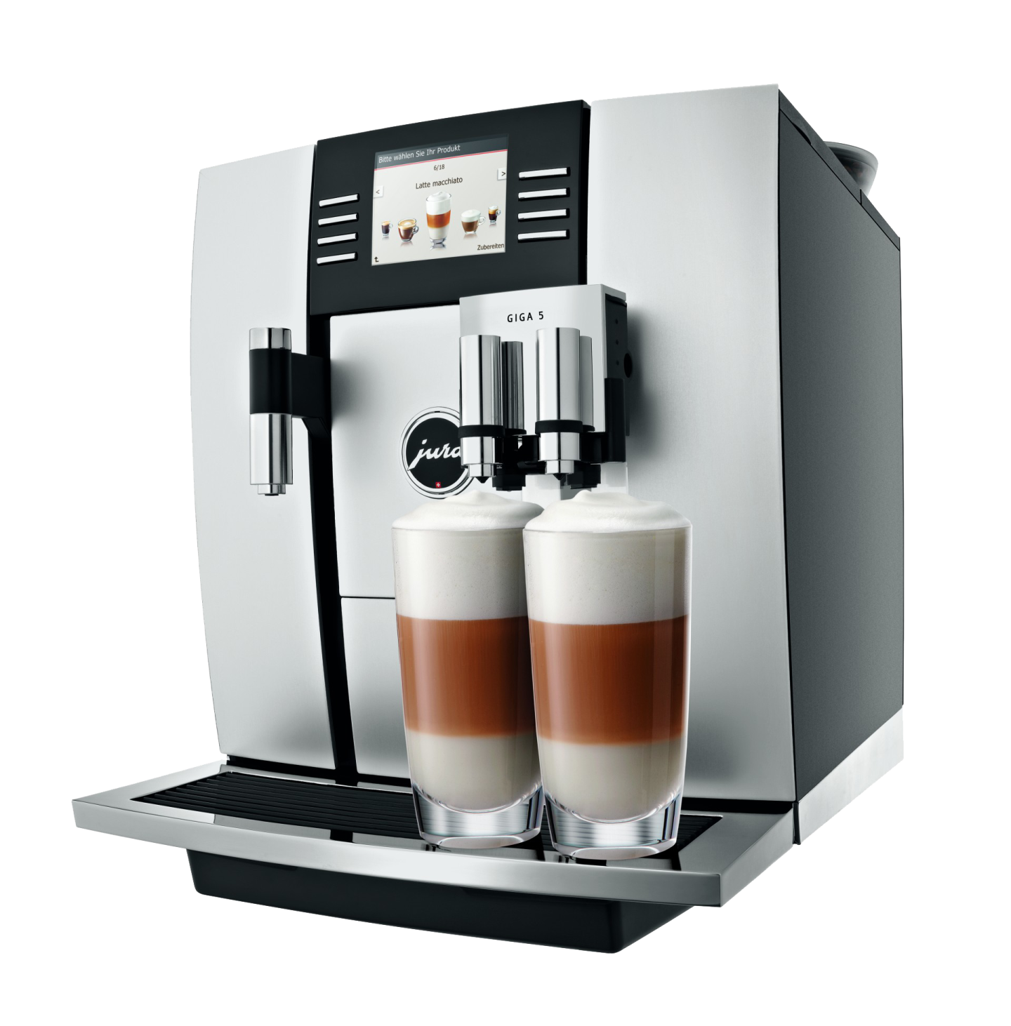 a coffee machine with two cups of coffee