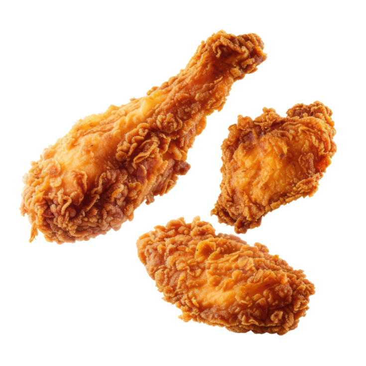 fried chicken pieces on a white background