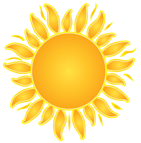 a yellow sun on white background