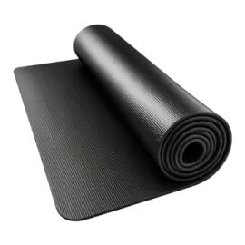 a black yoga mat on a white background