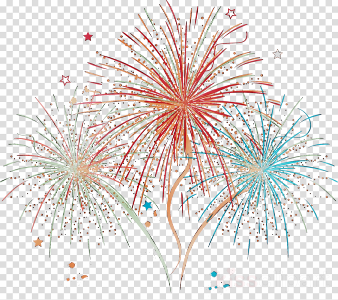 a firework with colorful fireworkss on transparent background