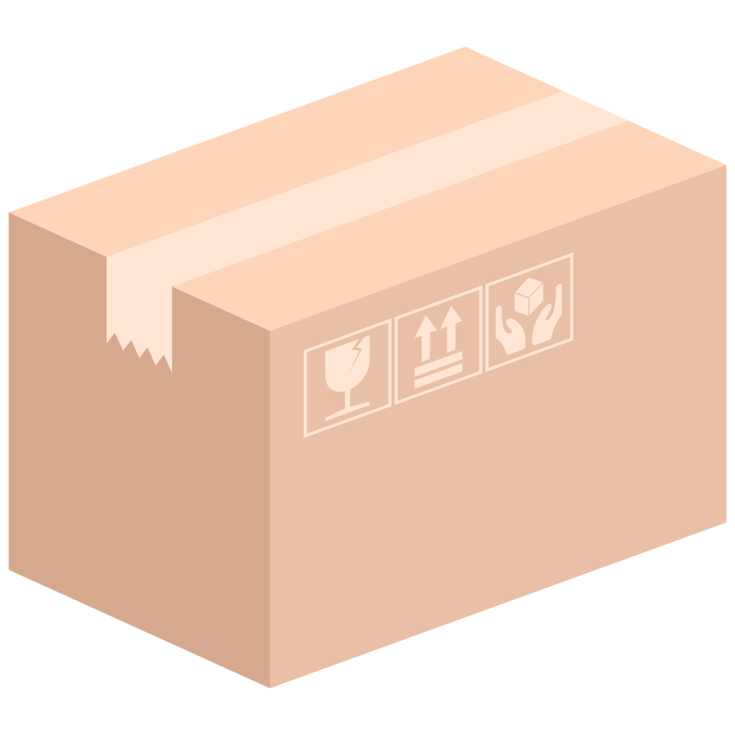 An open cardboard box with a fragile label