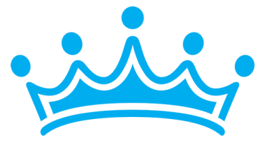 a blue crown on a white background