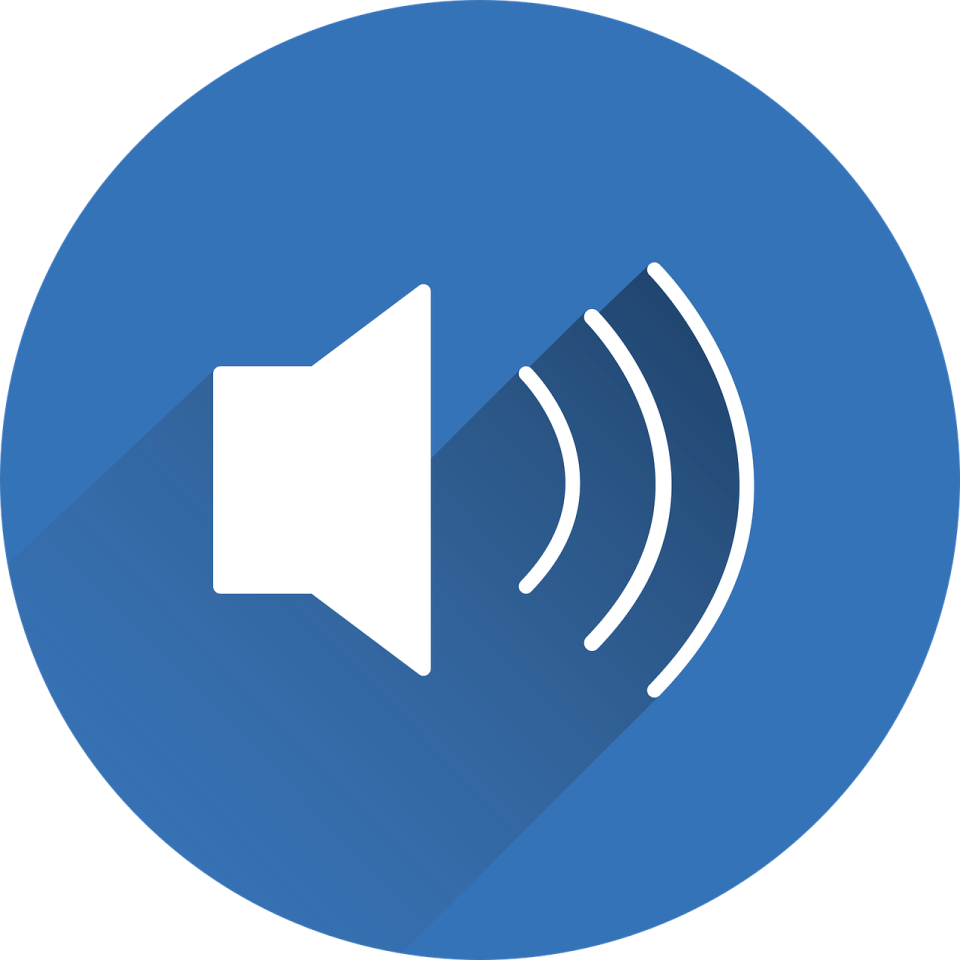 an icon of a speaker with a long shadow