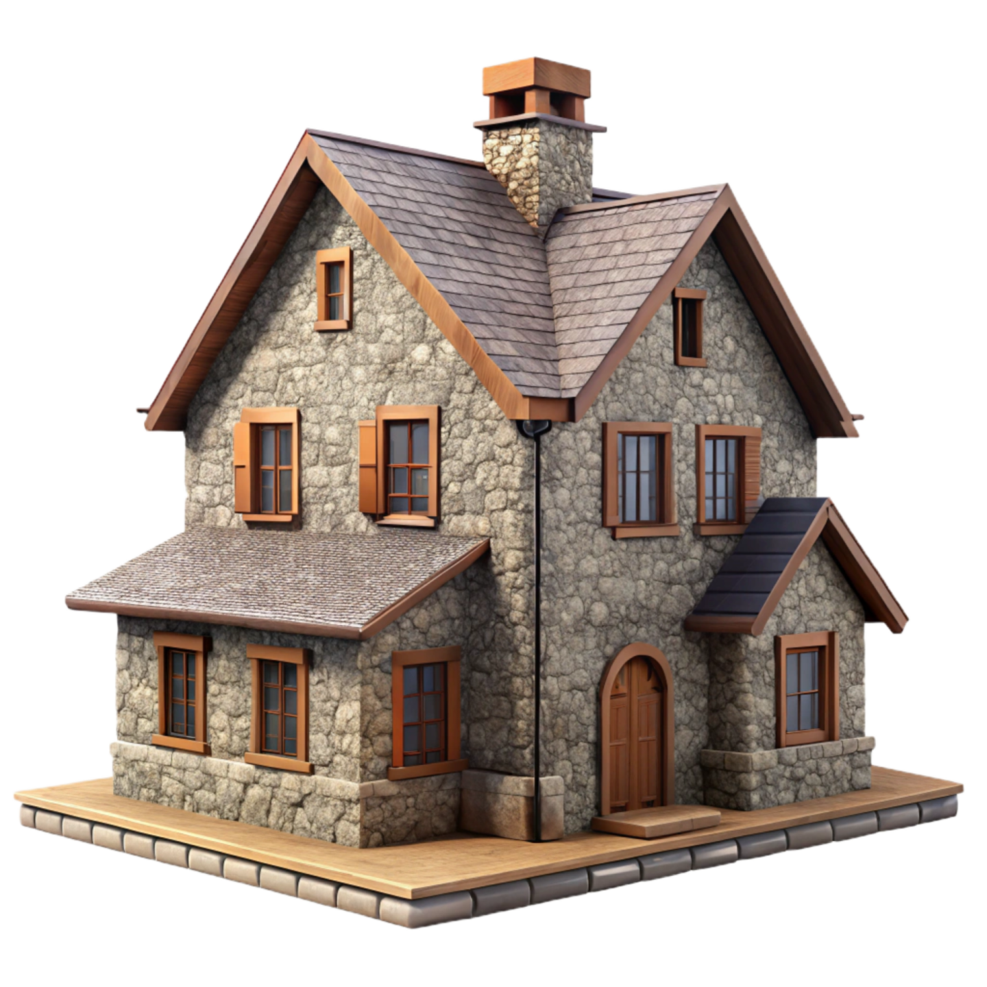 a small stone house on a white background