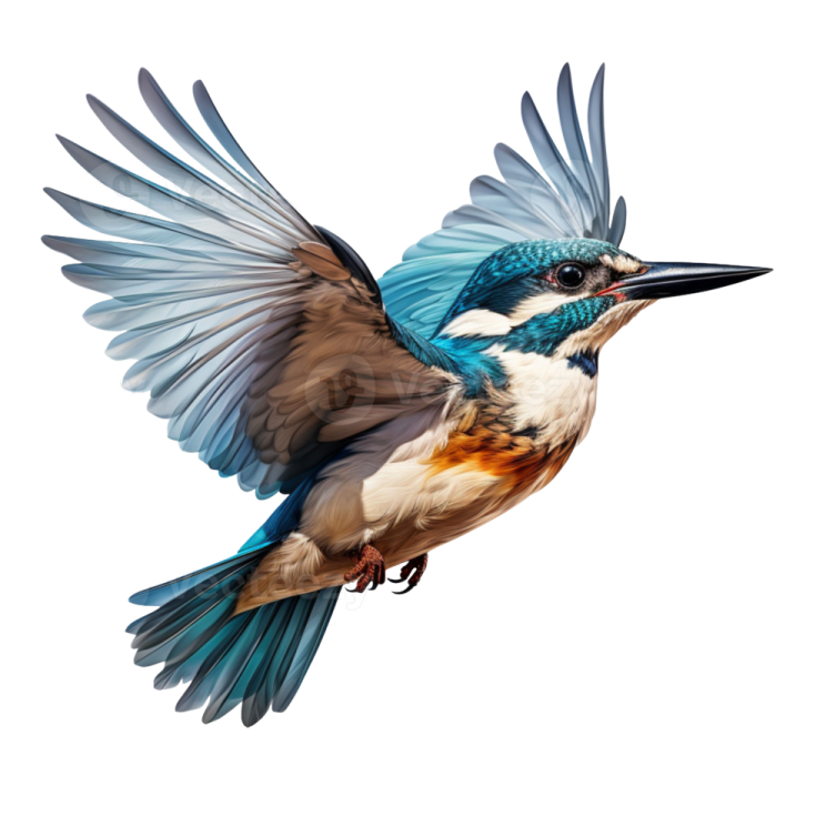 a blue and white bird with its wings spread
