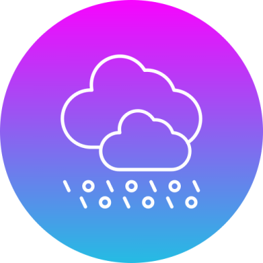 a cloud icon in the center of a circle