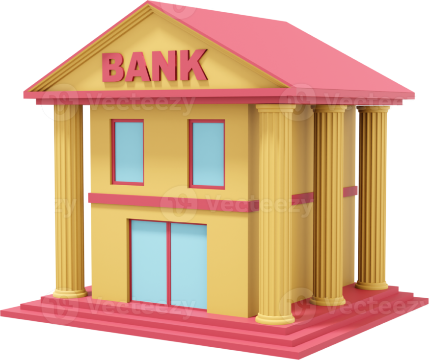 a bank building with the word bank on it