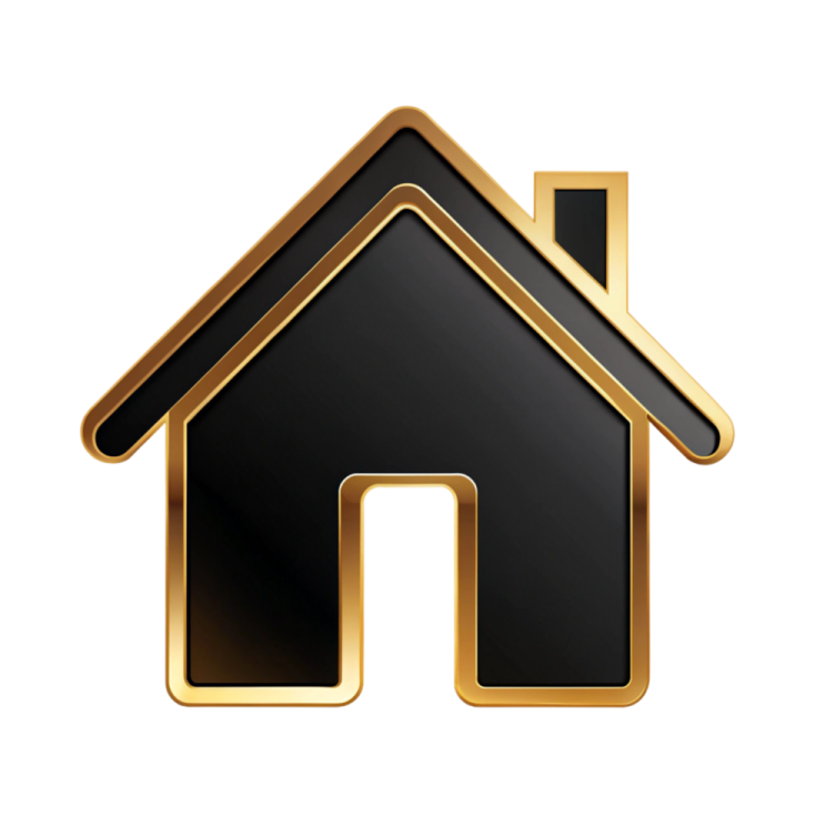 a black and gold house icon
